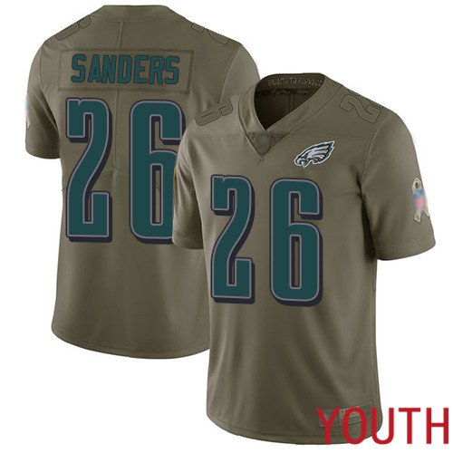 Youth Philadelphia Eagles #26 Miles Sanders Limited Olive 2017 Salute to Service Football NFL Jersey->youth nfl jersey->Youth Jersey